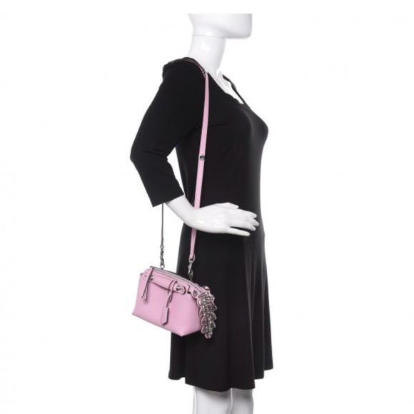 NEW Fendi Vitello Dolce Crystal Croc Tail Mini By The Way Boston Bag Pink - Picture 16 of 17